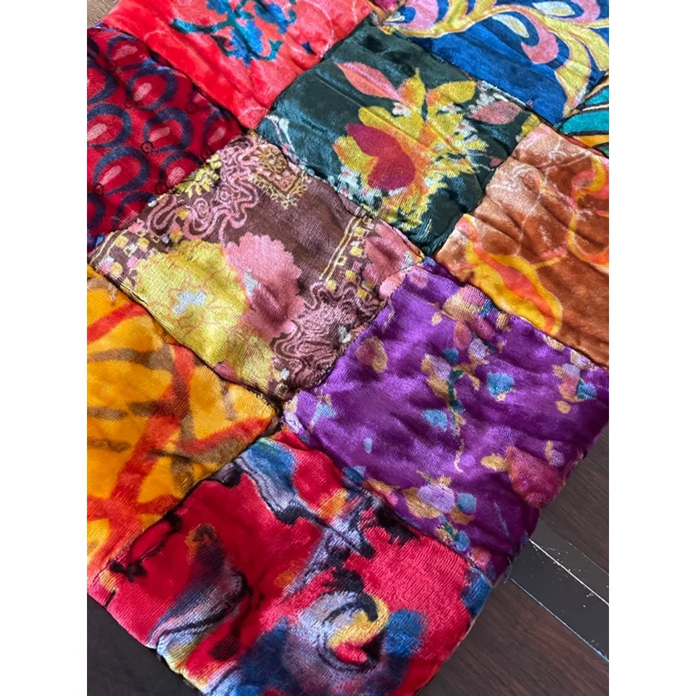 Lot of 10 Vintage 60s Patchwork Velvet Pillow Shams India Boho Handmade